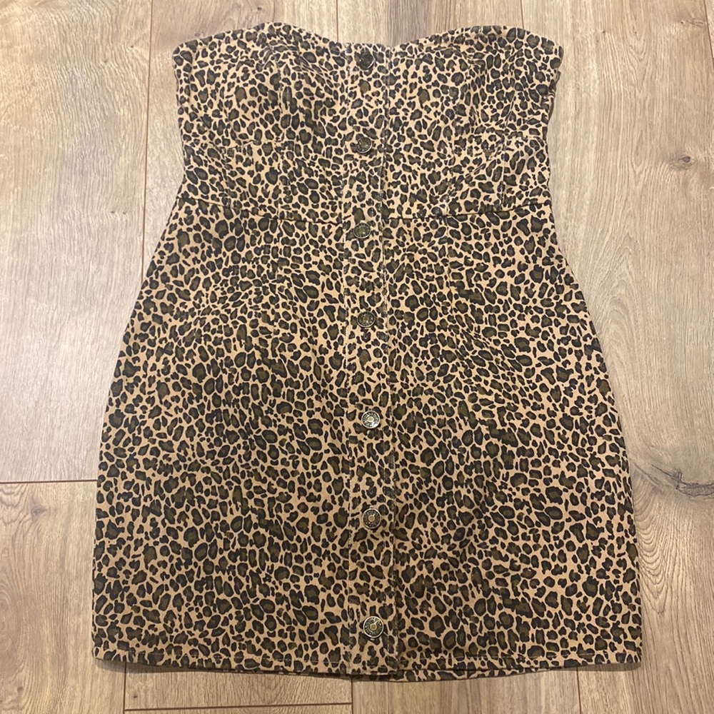 Superdown denim cheetah dress